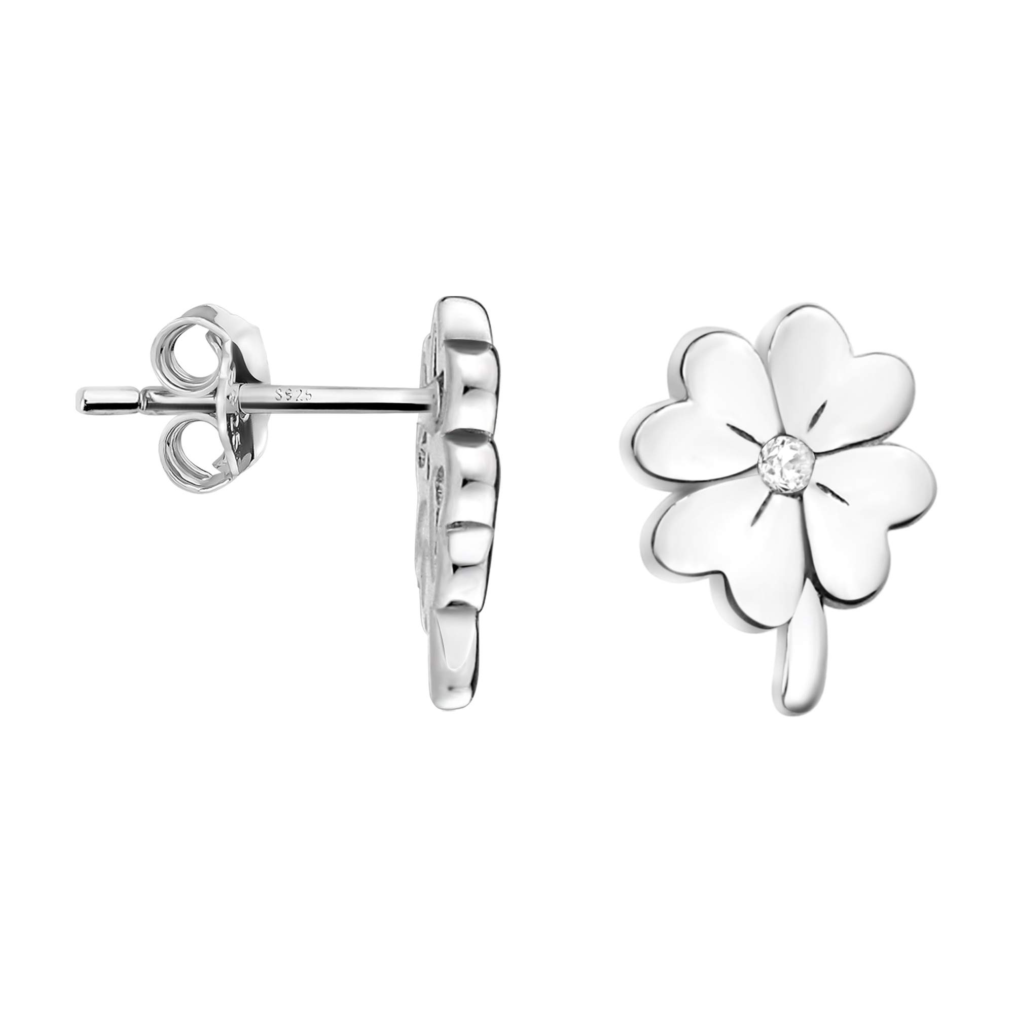 Sofia Milani Pendientes para Mujeres en Plata de Ley 925 - con Circonitas - Pendientes de Hoja de Trébol - 20990