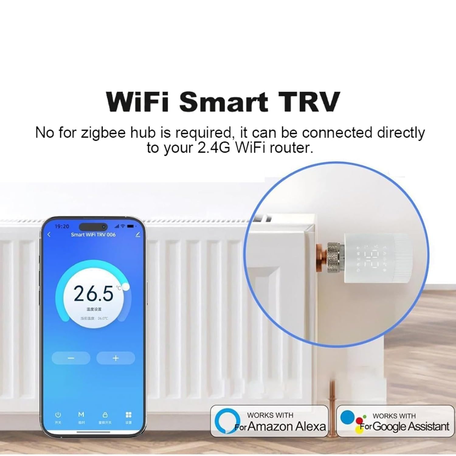 Inteligentny Programowalny Termostatyczny Zawór Grzejnikowy, Termostat Grzejnikowy Z Wi-Fi, Harmonogramem Tygodniowym I Sterowaniem Głosowym, Blokadą Rodzicielską, Dla Tuya