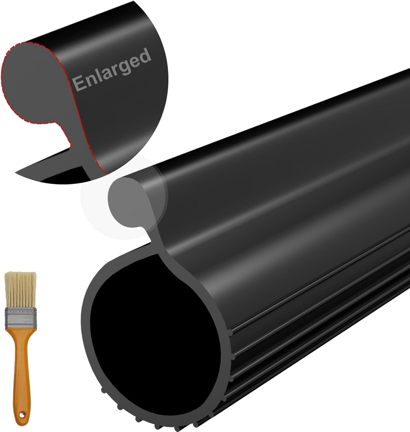 Garage Door Seal P Bulb – 0.35" P Bulb Bottom Garage Door Weather Stripping, 8ft Flexible Weatherproof TPE Seal for Single-Channel Doors, Prevents Drafts, Noise Reduction, Saves Energy