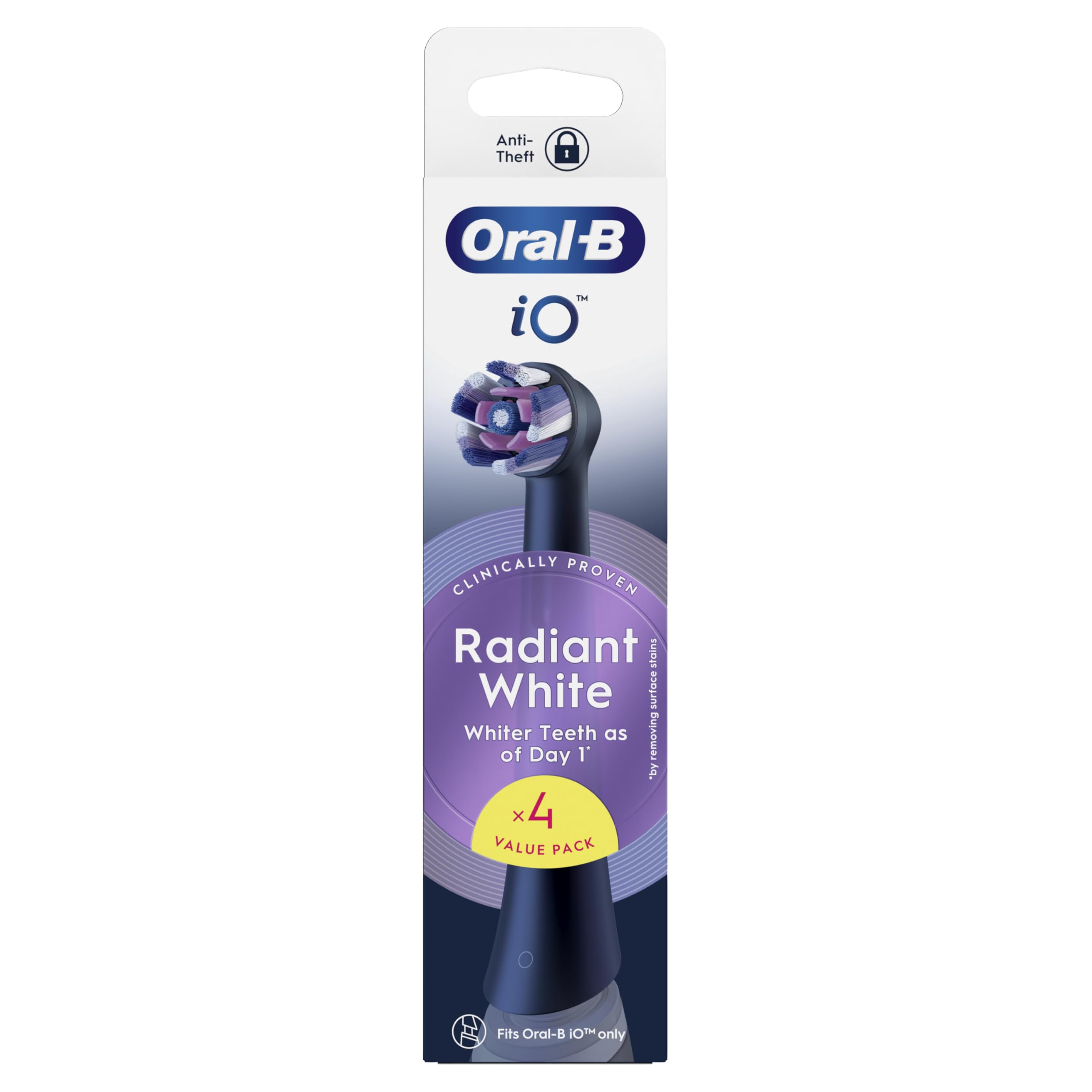 Oral-B iO Series Radiant White Black Original Replacement Round Brush Heads Angled Bristles for Deeper Plaque Removal with