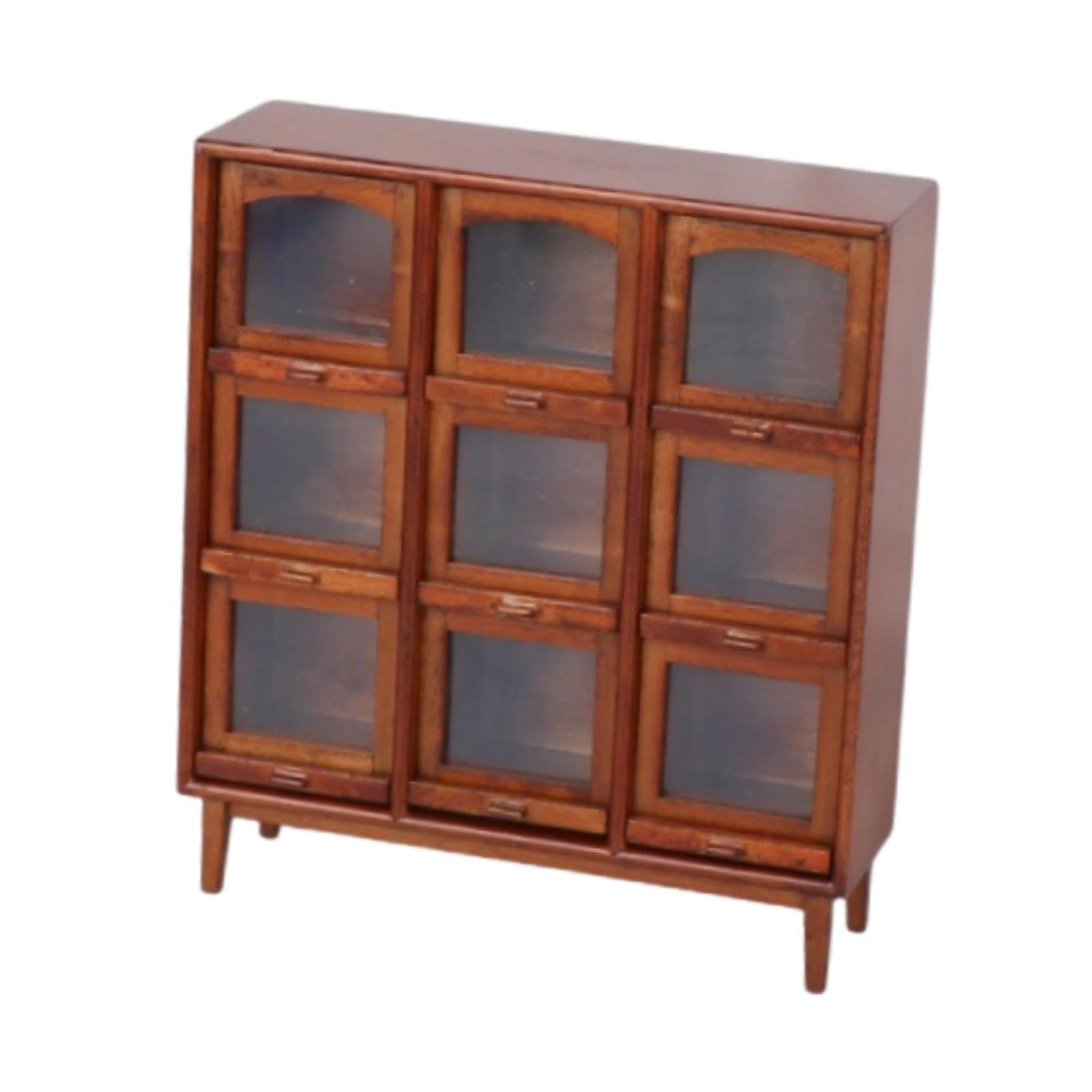 Estante para Casa de Muñecas Que Incluye Vitrina en Miniatura, Organizador de Accesorios de Madera para Casa de Muñecas, Decoración Hecha a Mano, Madera Oscura