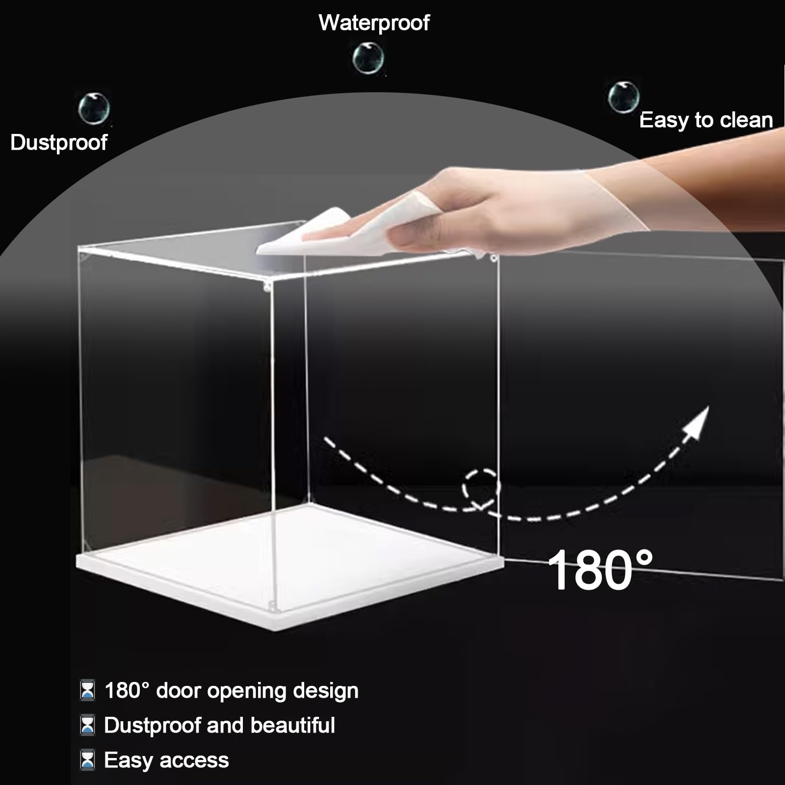 Vitrina acrílica, Vitrina acrílica Grande con Puerta Frontal de 180°, Vitrina Transparente para Figuras de acción con Base Negra para coleccionables de 12 a 20 Pulgadas, DEC