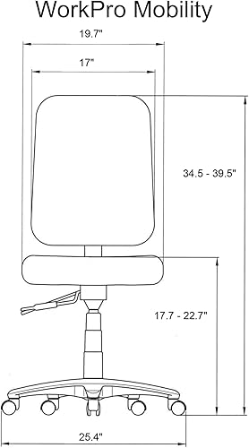Miniatura 2 de Workpro™ - Silla - Silla de trabajo multifunción de tela de movilidad, negro/negro x 39 pulgadas de alto x 20 pulgadas de ancho - 39 pulgadas de