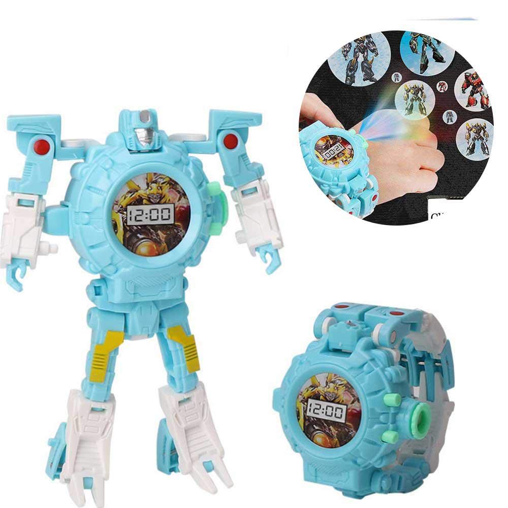 Transform Toys Robot Watch, 3 In 1 Projection Kids Digital Watch Deformation Bots Toys,Creative Educational Learning Xmas Toys For 3-12 Years Old Boys Girls Gifts (A) (B)