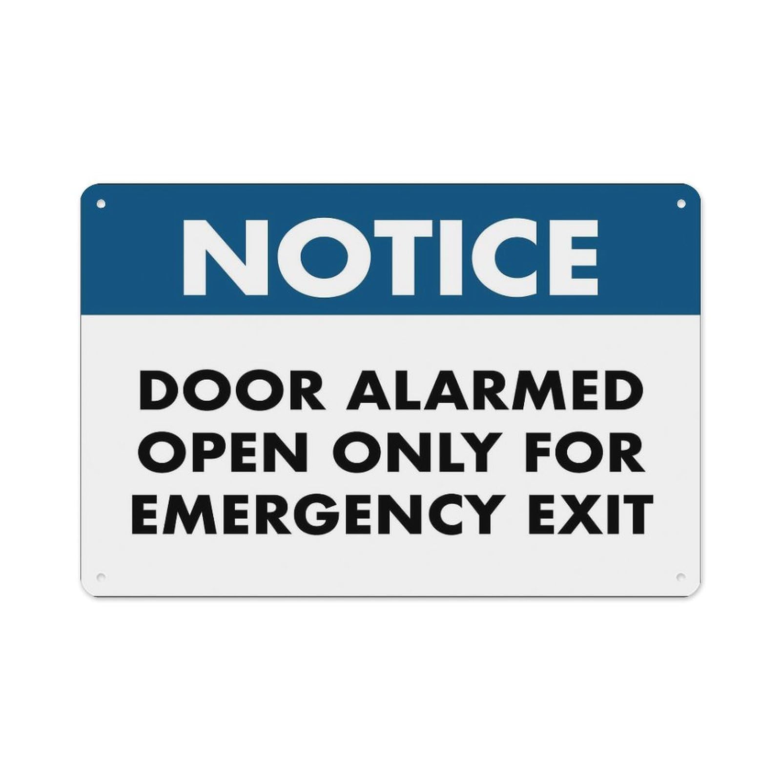 peiyeety Notice Security Alarm Will Sound If Door is Open Sign Aluminum Tin Warning Signs for Home Outdoor Garden 12X16 Inches
