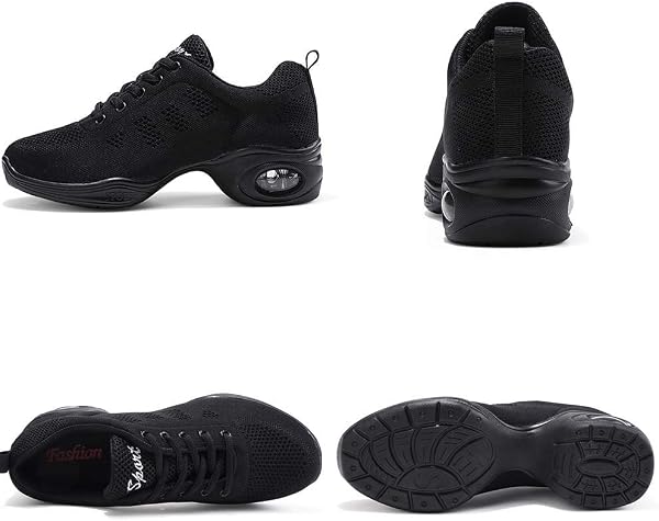 Chaussures de Sport Jazz pour Femmes Chaussures d'entraînement à la Danse de Danse de Marche Sportive de Zumba Athletic à Lacets Maille de Coussin d'air Fitness Femme Sneakers - 4