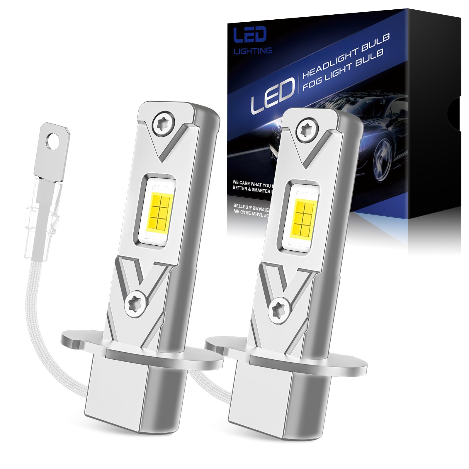 OVVOFPP Lampadina LED H3 30000 LM 220 W 6000 K luce bianca, nuova generazione 2025, replicazione, 1:1 fari alogeni, raffreddamento a doppio foro, plug and play, adattabile a auto e moto, 2 pezzi