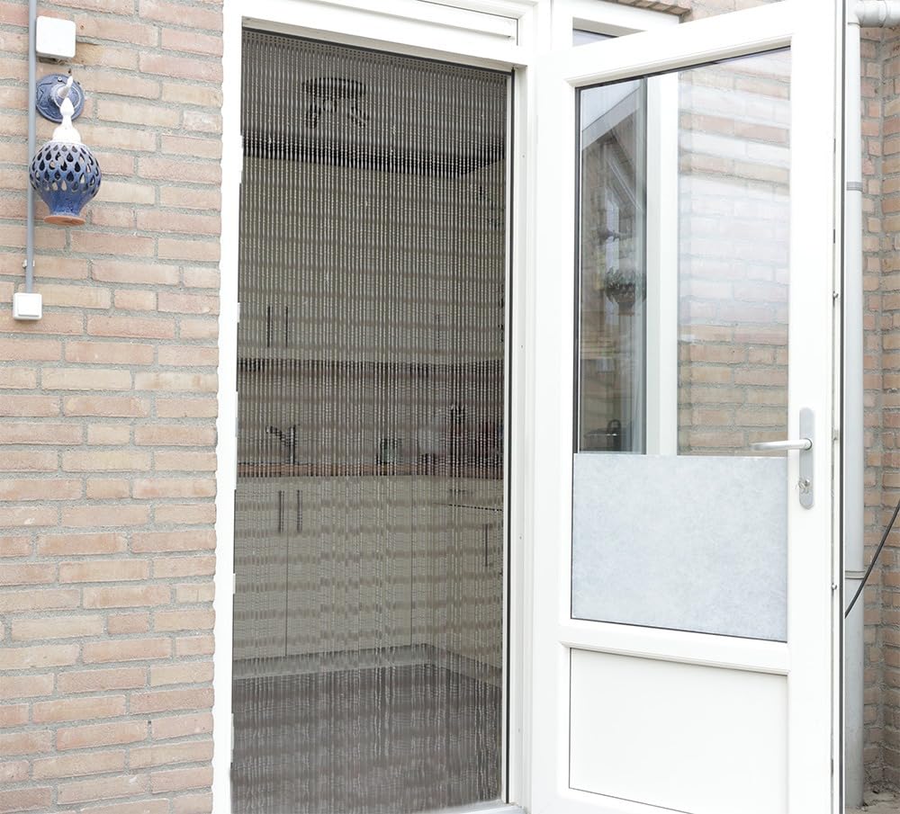 IVOL Rideau de porte – Rideau anti-mouches en perles – 90 x 220 cm (Robin, gris)