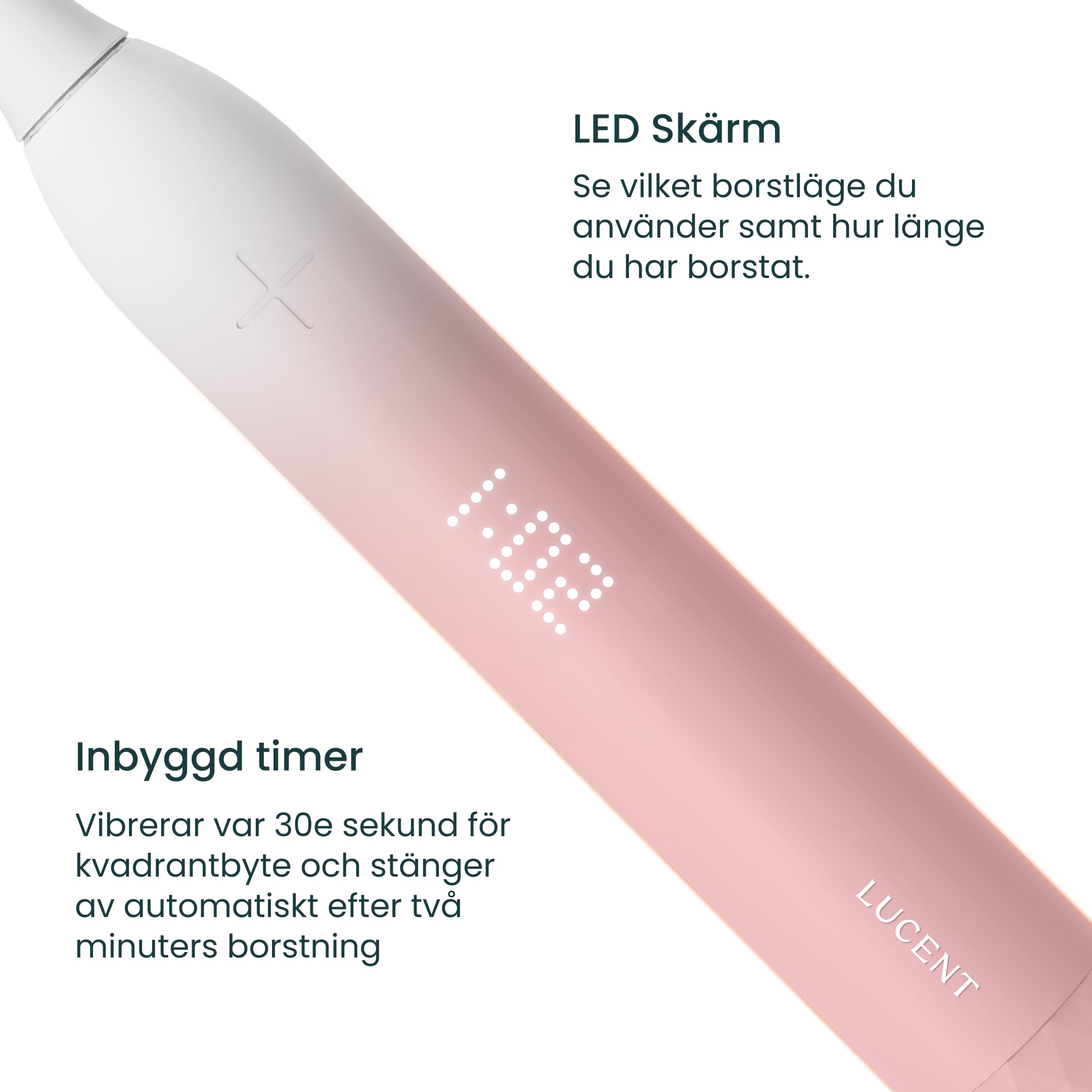 Lucent Prism - Spazzolino elettrico con attivazione automatica, durata della batteria di 60 giorni, timer intelligente, 3 modalità di pulizia, impermeabile IPX8 (Pink Bliss)