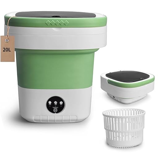 Portable Mini Washing Machine, 20L Upgraded with Spin Basket Laundry Machine, 3 Modes Deep Cleaning for Baby Clothes, Underwear & Socks, Perfect for Apartment, Dorm, Hotel, Travel & Camping