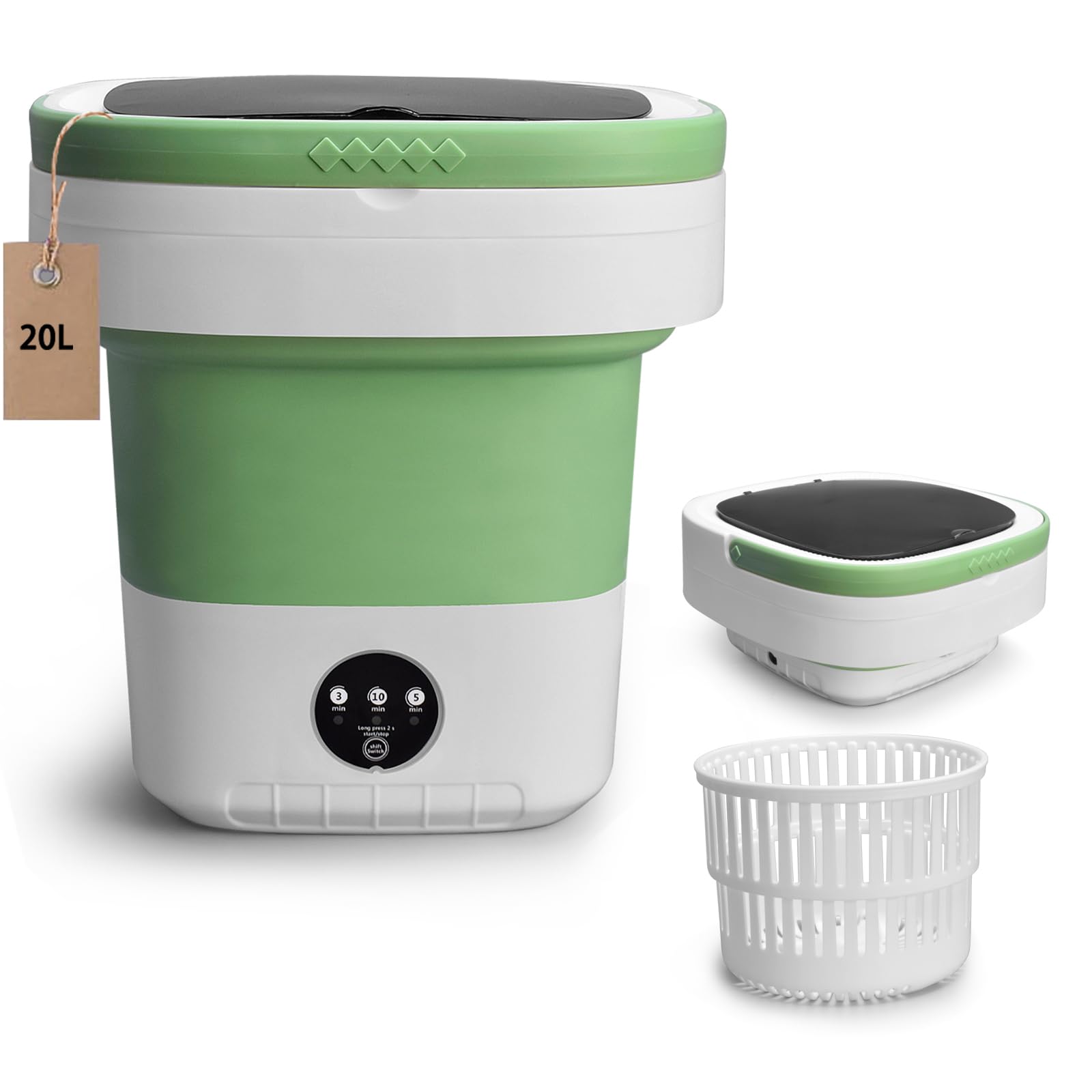 Photo 1 of Portable Mini Washing Machine, 20L Upgraded with Spin Basket Laundry Machine, 3 Modes Deep Cleaning for Baby Clothes, Underwear & Socks, Perfect for Apartment, Dorm, Hotel, Travel & Camping