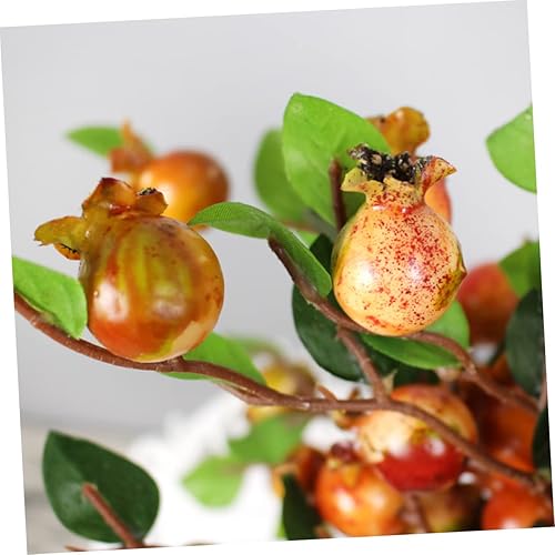 Miniatura 9 de EXCEART 5 ramos de estambres de arreglo de granja naranja falsos de tallos de vacaciones, paquete rojo granada, flor alternativa decorativa tallo de