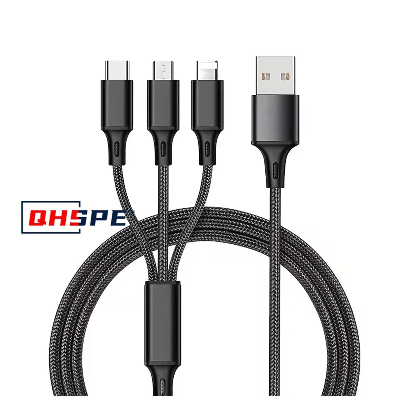 3 EN 1 Cable USB Micro USB Tipo C Cable Cargador Puerto USB Multi Cable De Carga Rápida(GRAY)