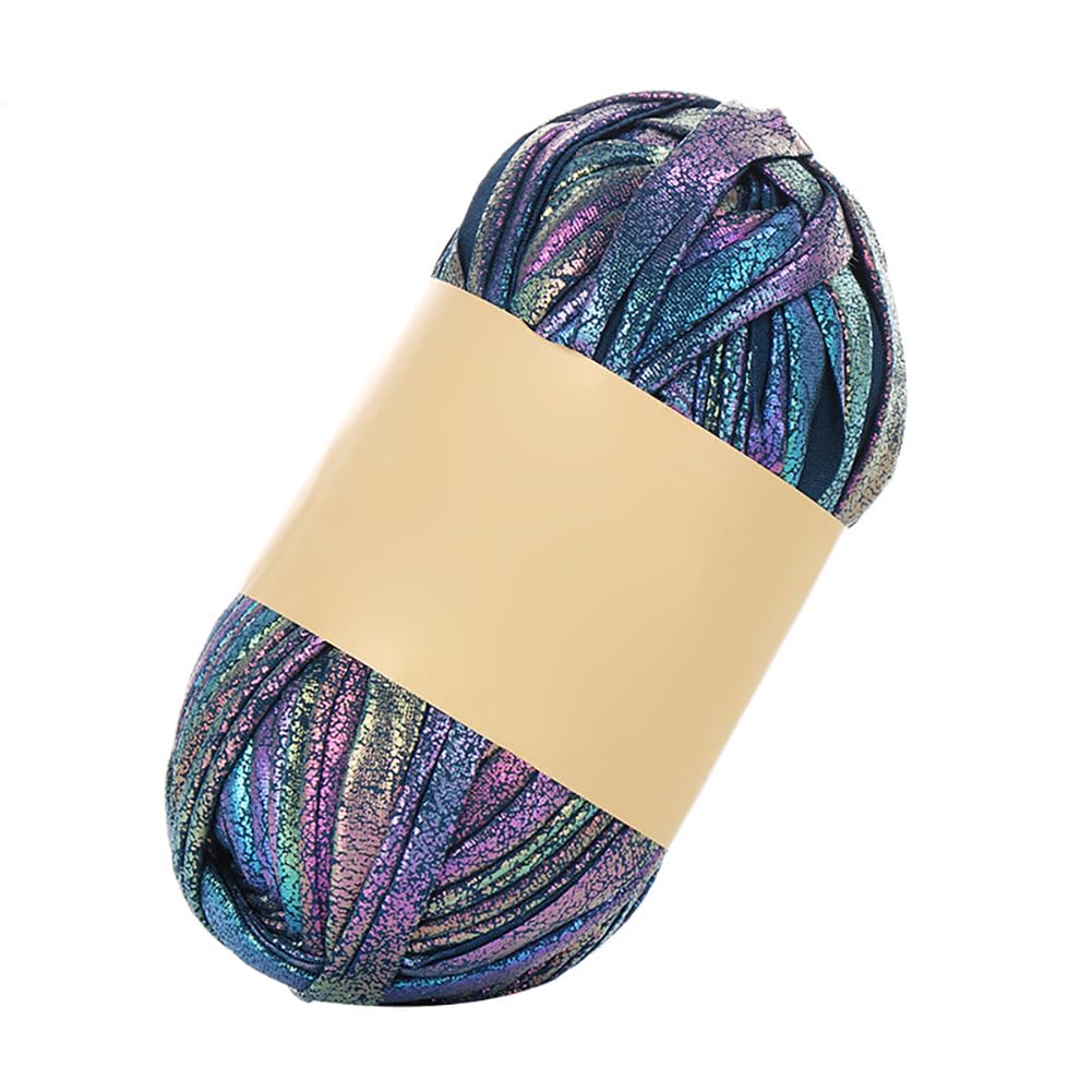 Metallic T-Shirt Yarn Crochet Yarn for Beginner, DIY Hand Craft Bag 100g Shiny Crochet Cloth T Shirt Yarn, Hand Knitting Yarn for Crocheting Bags/Keychain/Baskets,Crocheting DIY Crafts