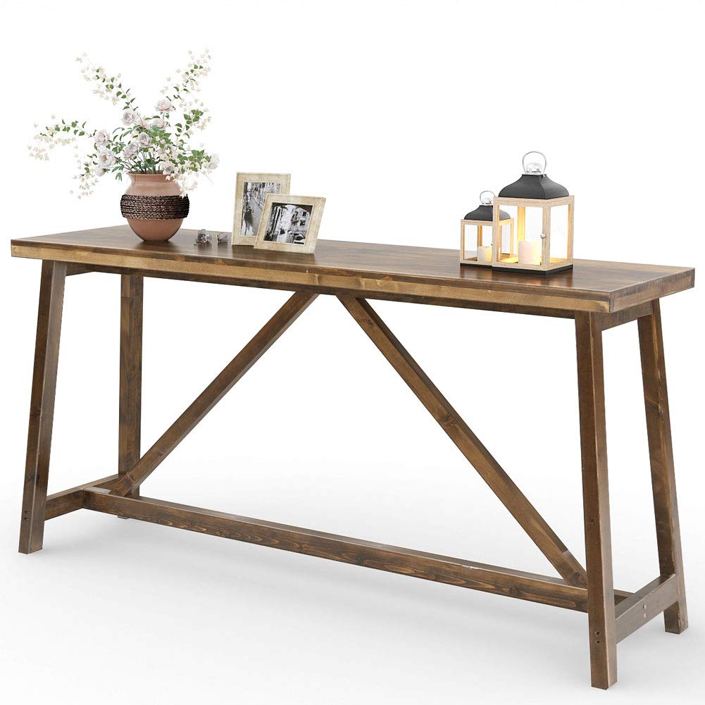 Tribesigns 59 Inches Extra Long Rustic Console Table, Solid Wood Entry