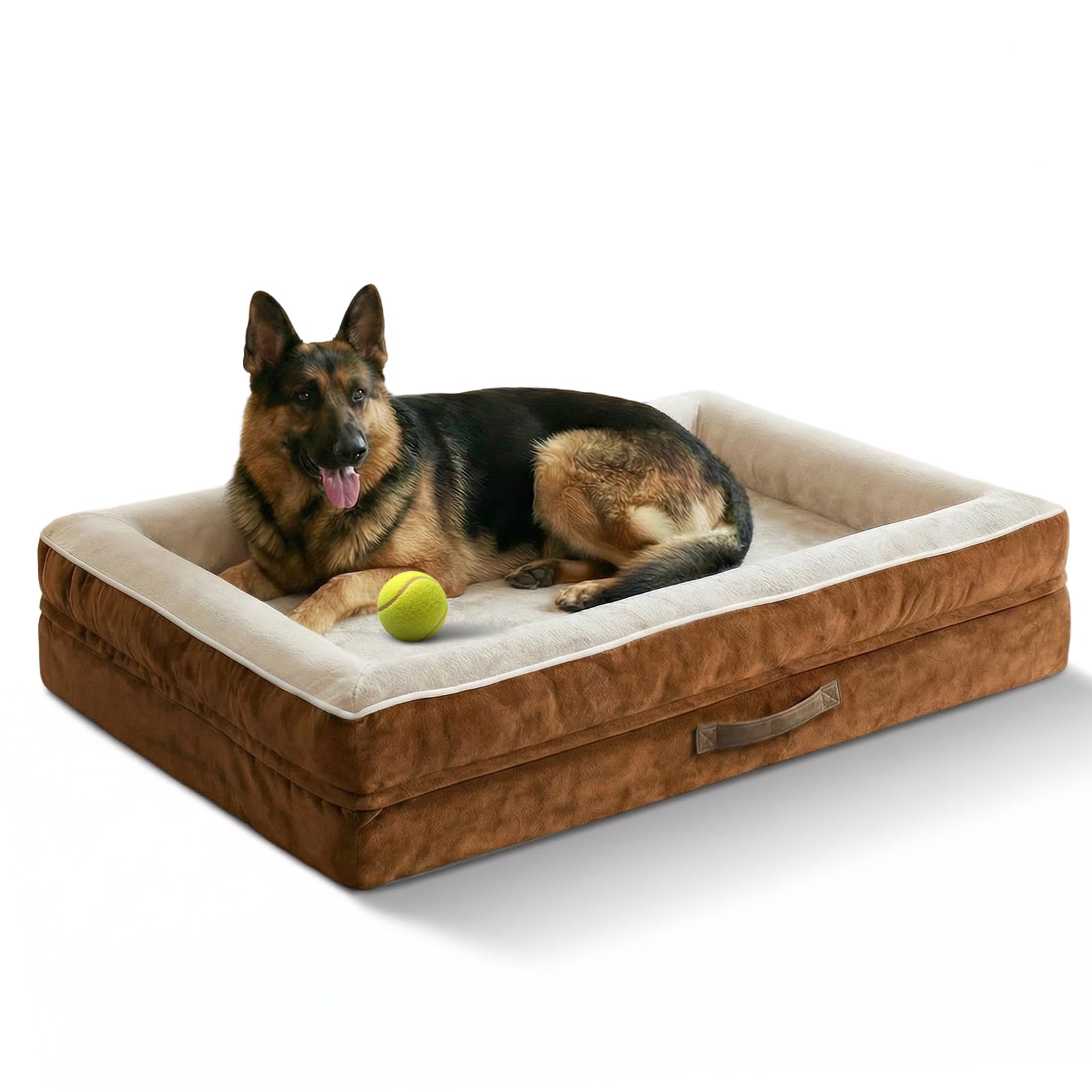 Upvilla Orthopädisches Hundebett Grosse Hunde, Hundekorb Waschbar mit Eierförmiger Kistenschaum，Wasserdicht Hundesofa mit rutschfeste Unterseite und Vierseitiges Kissen