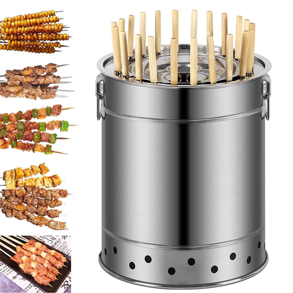 Przenośny grill na węgiel drzewny bezdymny design do grilla wewnątrz i na zewnątrz, mini grill z regulowanym otworem wentylacyjnym