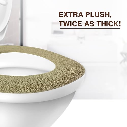 Miniatura 4 de Warm-n-Comfy Funda Suave para Asiento de Inodoro - Calentador de Asiento de Inodoro de Tela Afelpada y Gruesa para Asientos de Inodoro Redondos y