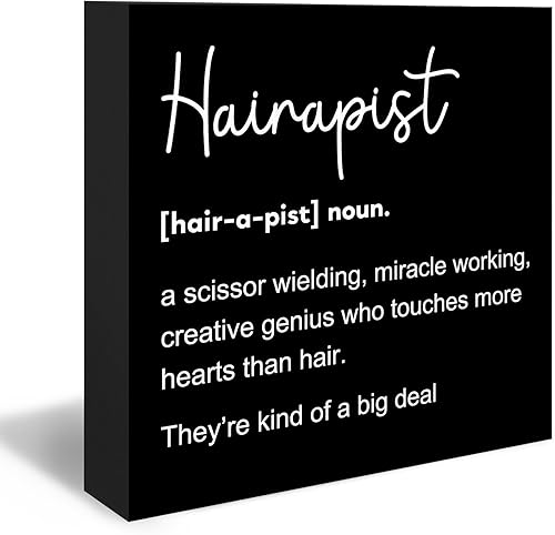 Miniatura 1 de 5×5inch Wood Box - Black Hairapist - Hair Dresser Gift, Hair Salon Barbershop Decor