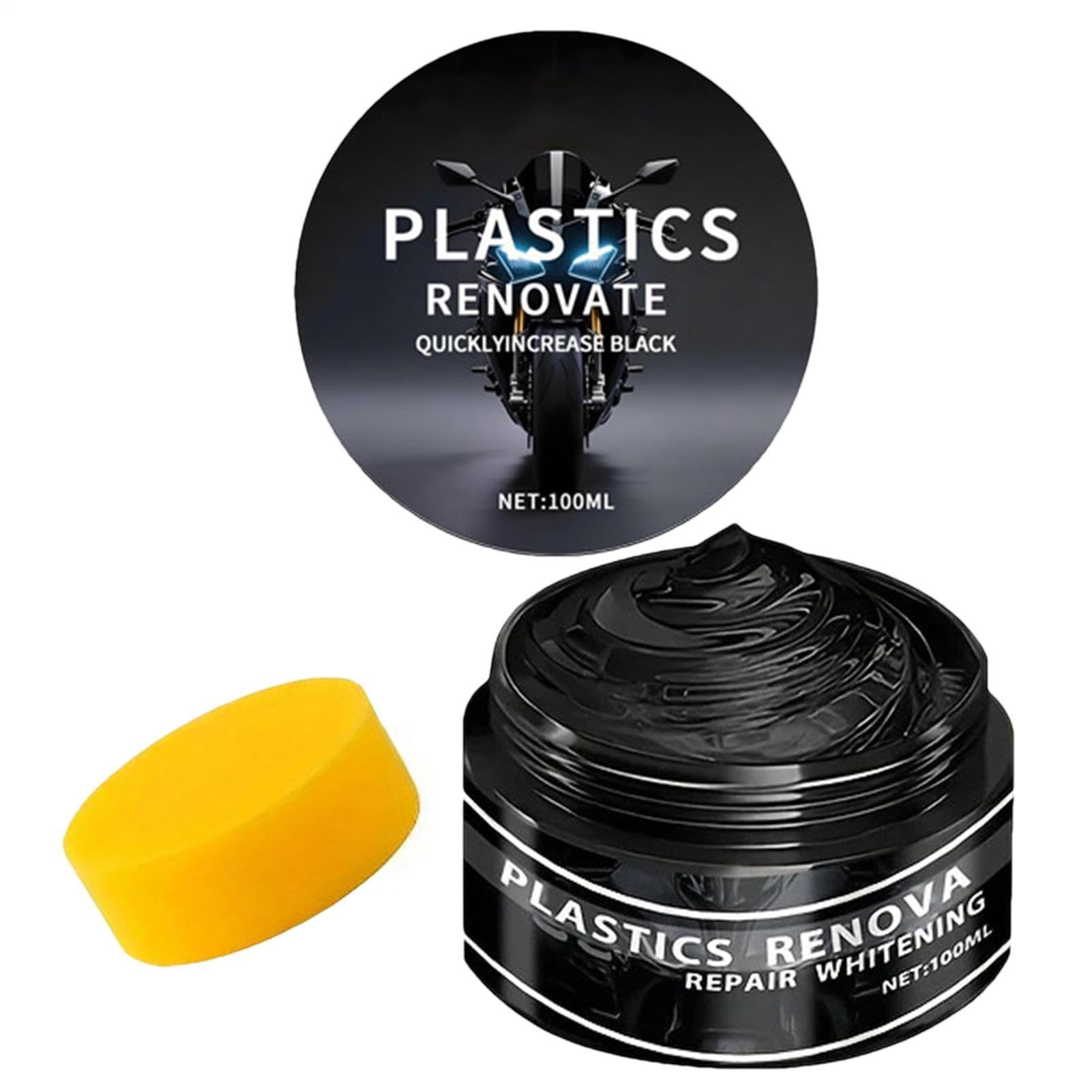 Pasta Restauratrice Per Plastiche Nere Auto, 100ml Pasta Riparazione Graffis Auto, Ravvivante Plastiche Esterne Autos Per Paraurti Sedili E Interni Effetto Lucido E Protettivo Facile Applicazione