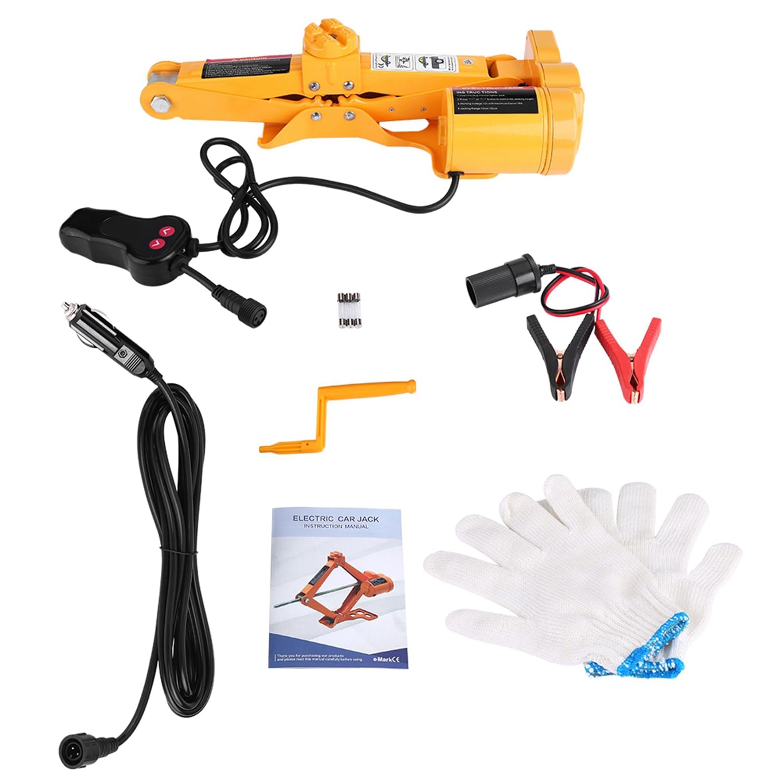 Elevador eléctrico portátil 12V 2T, Gato hidráulico automático 12-35cm para Coche y SUV, Kit de Emergencia con maletín, de Ruedas rápido y Seguro en Carretera