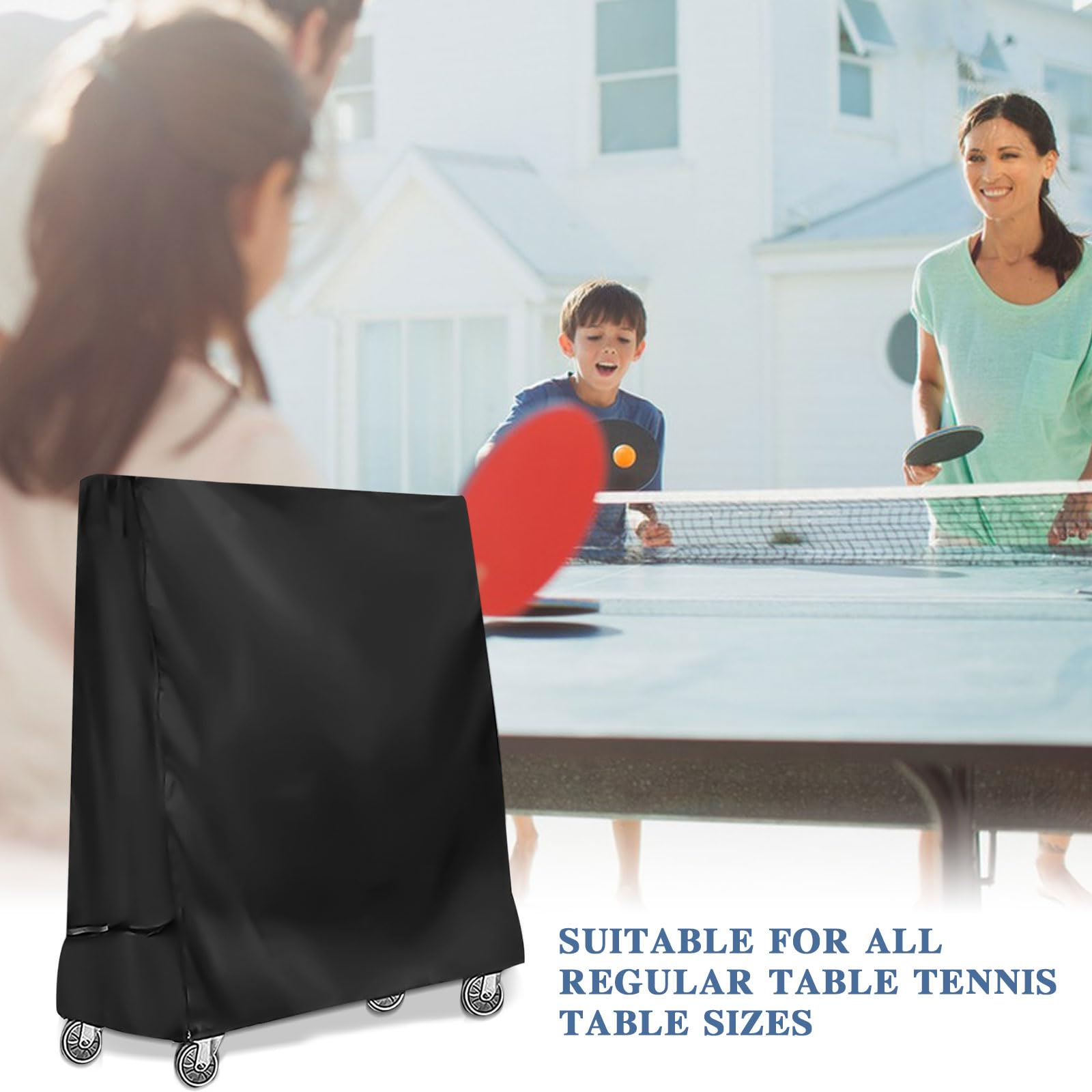 Copertura per tavolo da ping pong per esterni, impermeabile 600D, in tessuto Oxford, copertura per interni ed esterni, antivento, protezione UV, antistrappo (185 × 70 × 165 cm)