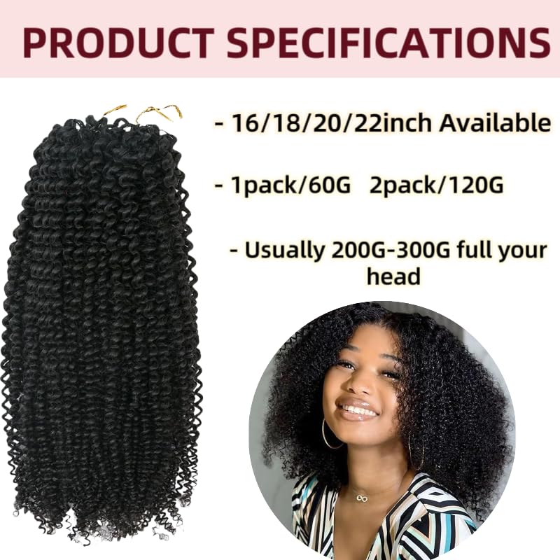 18 Inch Human Hair Extensions Afro Kinky Curly Pre-Separated Knotless Crochet Amazon.com : Afro Kinky Curly Knotless Pre-Separated Crochet  main image 4