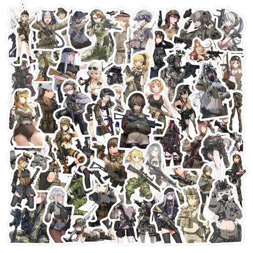 60Pcs Sexy Anime Camouflage Girl Stickers Beauty Cartoon Sticker Collection Reusable Vinyl Waterproof Stickers DIY Decorative for Laptop Luggage Skateboard Water Bottles (Camouflage)
