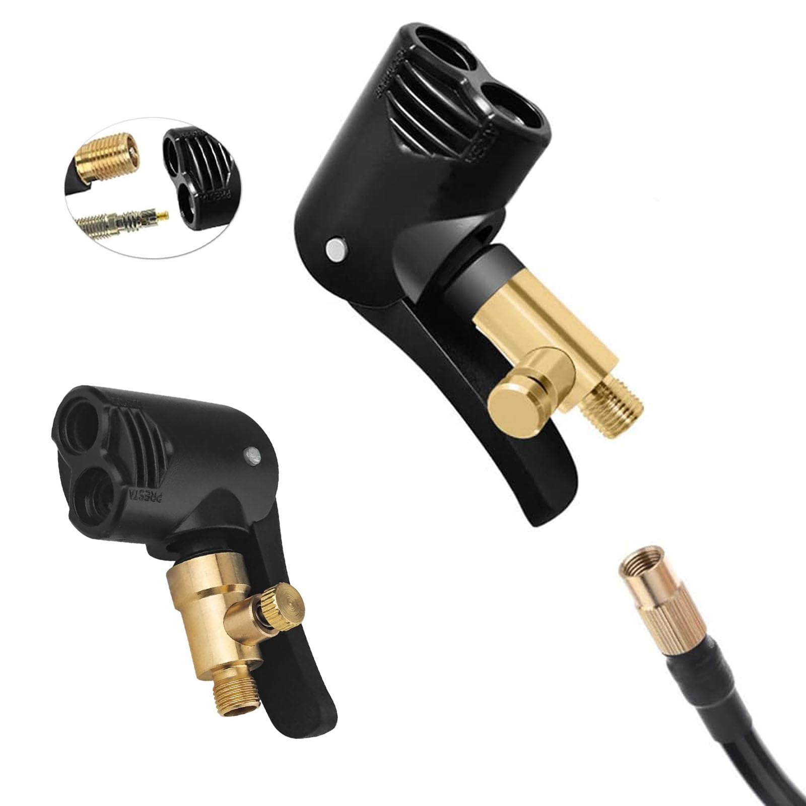 Dtoterul Lot De 2 Adaptateurs Valve Pneu Voiture 8mm – Embout Gonflage Rapide Levier + Tuyau, Compatible Voiture Vélo Moto Camion