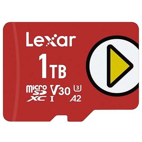 Lexar 1TB PLAY microSDXC Memory Card, UHS-I, C10, U3, V30, A2, Full-HD & 4K Video, Up To 160/100 MB/s, Expanded Storage for Nintendo-Switch, Gaming Devices, Smartphones, Tablets (LMSPLAY001T-BNNNU) - 1TB - Single - PLAY (160 MB/s)