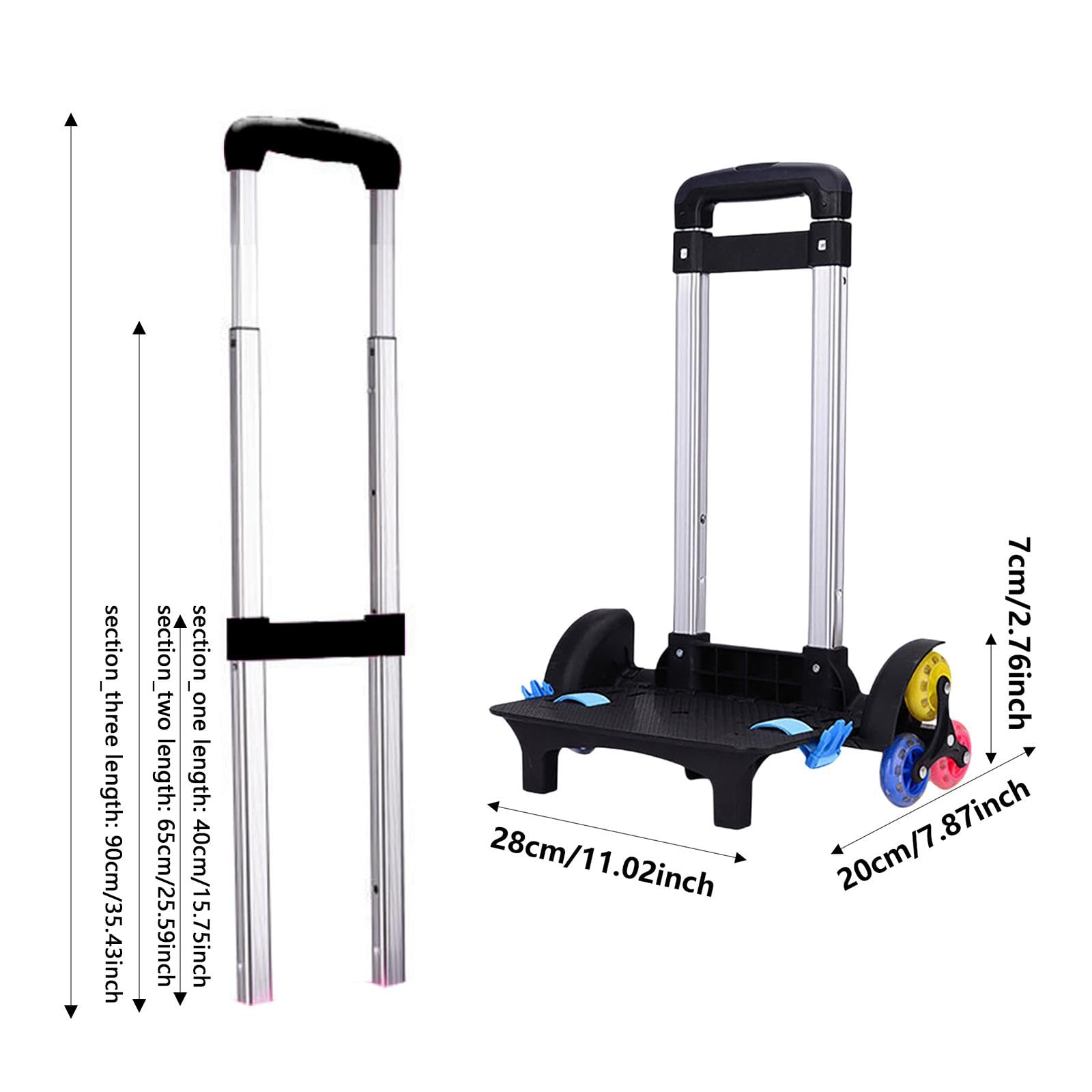 Trolley para Mochilas Escolares, Trolley para Mochilas Escolares Plegable con Ruedas, Ligero, asa extraíble, Trolley portaequipajes Nevera para Camping al Aire Libre, Picnic, niños y niñas