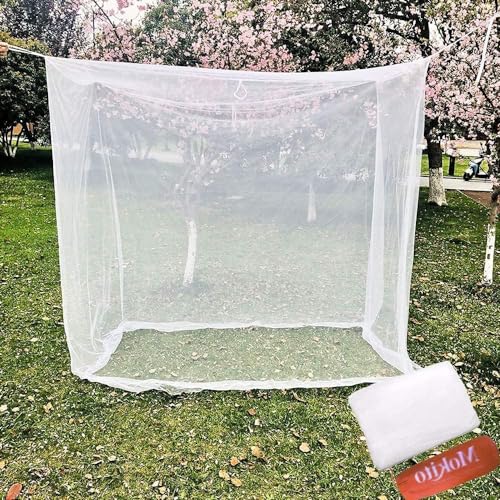 Camp Mosquito Net, 79 x 71 inch Ultra Large Mosquito Net Camping Tent for Camping, Finest Holes Mesh 20, Square Netting Curtain for Bunk Bed, Camping, Bedding, Patio, Easy Installation, Storage Bag