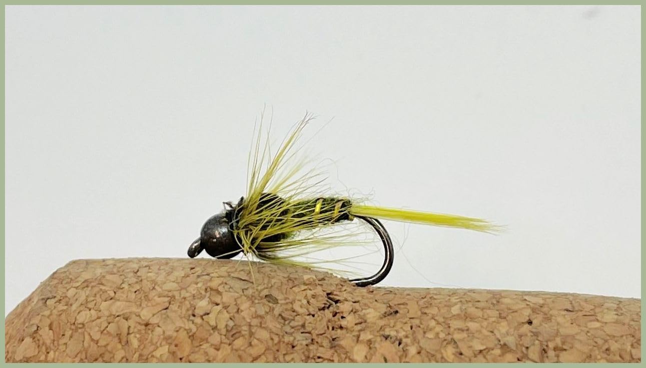 Lot de 24 mouches nymphes sans ardillon à tête dorée et tungstène pour truite - Tailles mélangées