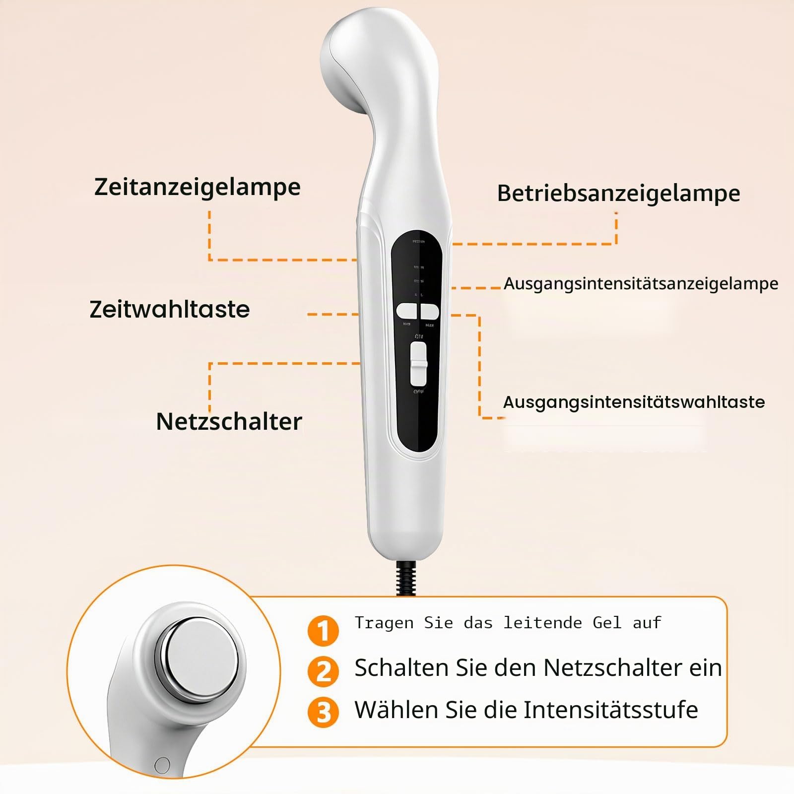 Tragbares Ultraschallgerät für Zuhause, Ultraschall Massagegerät mit 3 Geschwindigkeitsstufen, 15 Minuten Zeitmessung, Konstant 42 °C, Schallwellengerät für Lindert Schmerzen Muskulären Verletzungen