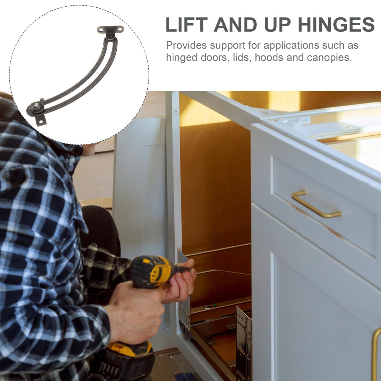 TEHAUX 7 Inch Lift and up Soft Close Cabinet Hinge Adjustable Lid Support for Kitchen Cupboards Wooden Boxes Bronze Finish - Image 3