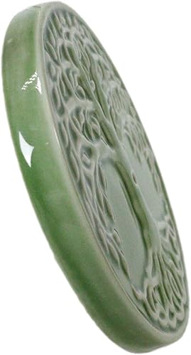 Miniatura 7 de Ebros Gift Wicca Símbolos Sagrados Árbol de la Vida Celta Yggdrasil Medallón Redondo de Cerámica Soporte de Varilla de Incienso, Quemador de Plato