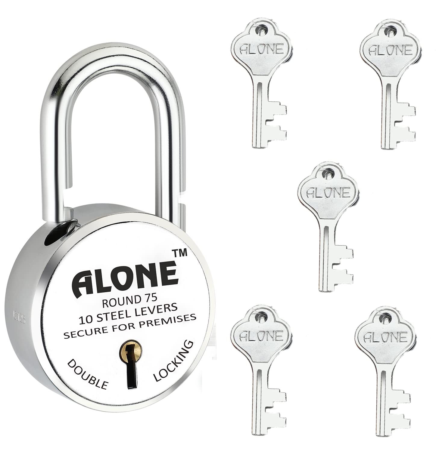 Alone Padlocks Small Size 50mm 6 Keys Lock | Hard Shackle Double Locking | Lock and Keys for Home Door Gate Shop Shutter Office, Chrome Finish Rust Resistance | Made in India (Pack of 01) — Amazon image 8