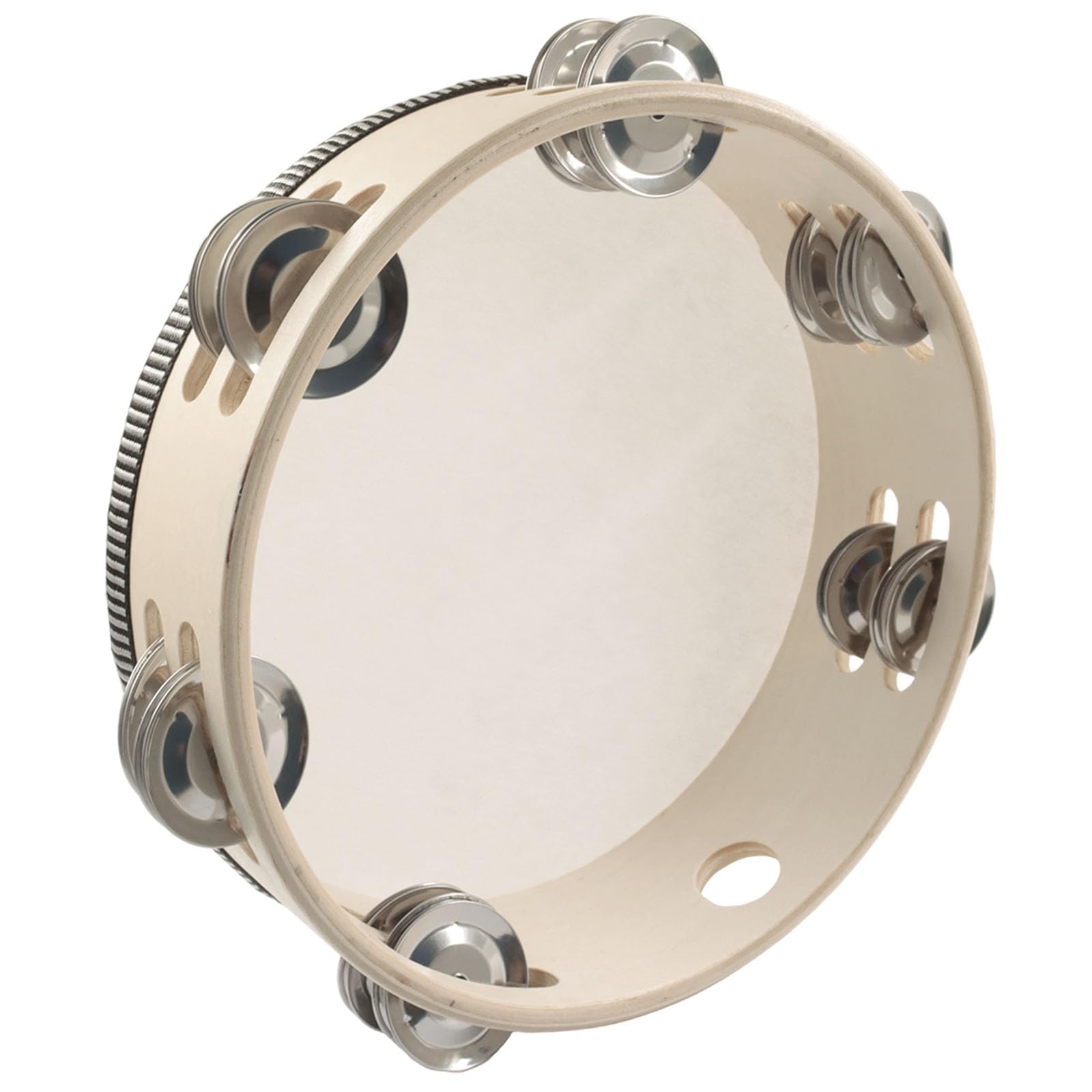 Hordion Lot de 3 tambourins professionnels en bois pour adultes, 15,2 cm, 20,3 cm, 25,4 cm | Tambour à main à une rangée avec jingles en métal, instrument de musique à percussion pour église, karaoké, fête