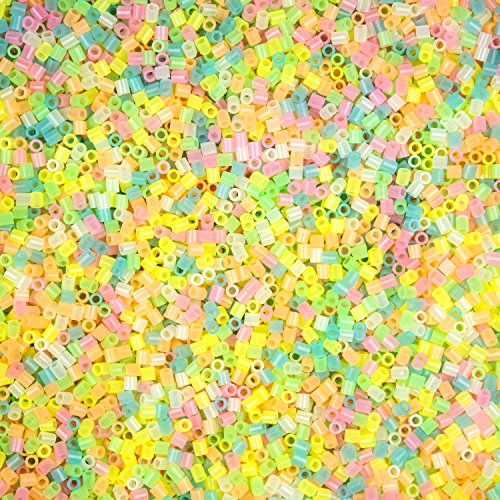 9,000 Glow In The Dark Fuse Beads Set (6 Unique Colors) In Case And Separated - Works With Perler Beads, Pixel Art Project #TOP3