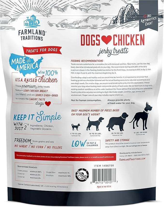 Dogs Love Chicken Premium Two Ingredients Jerky Treats for Dogs(3 lbs. No Antibiotics Ever USA Raised Chicken)