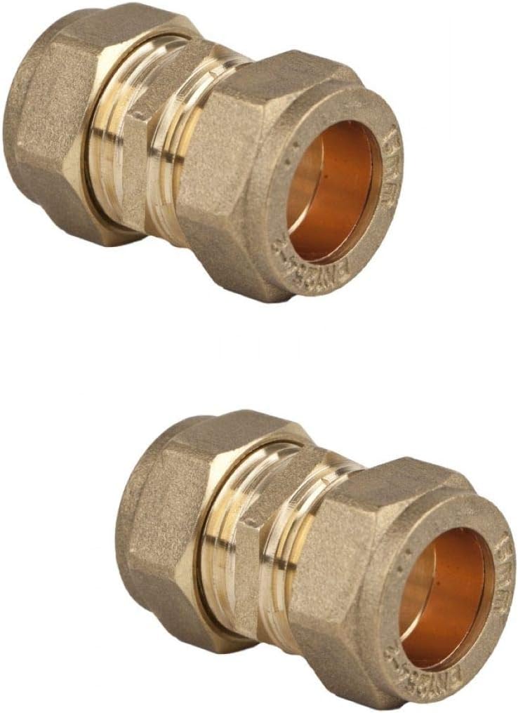 Straight Coupling Brass Compression Fittings 15mm Multipack 1, 2, 4 (2)