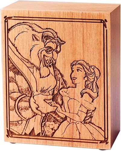 Youtang Caja de música de cuerda Mecanismo Mecanismo Grabado Marco de Madera Estilo Caja Musical (La Bella y La Bestia)
