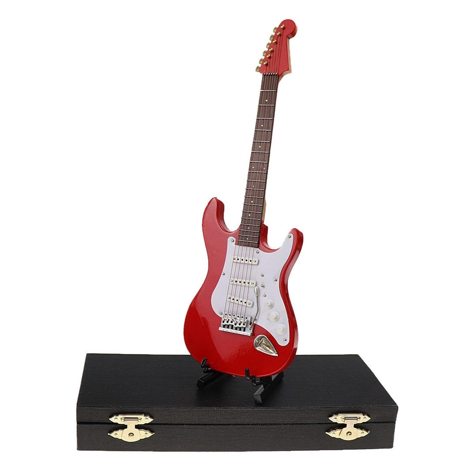 Mini Modelo de Instrumento Musical Adornos De Instrumentos Musicales Modelo Amante De La Música Mini Adornos De Guitarra Eléctrica De Madera Música(C18 cm)