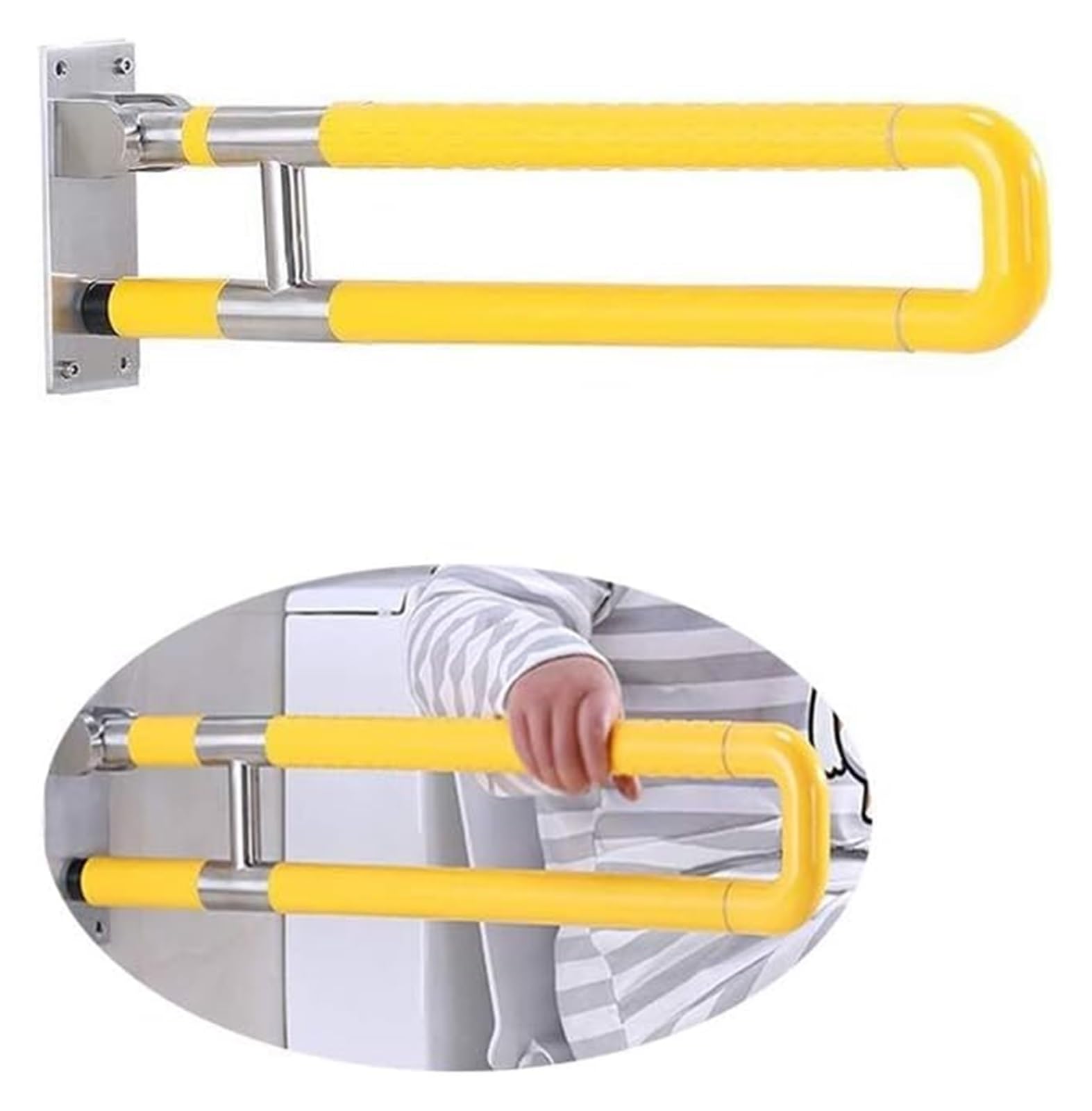 Bathroom Grab Bar Rails Folding Handicap Toilet Handrails, Foldable and Portable Safety Rails, Disabled, Elderly, Pregnant Women Handrail to