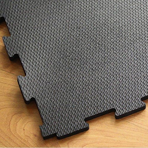 IncStores Extra Large 4'x4' Heavy Duty Rubber Gym Flooring Tiles (1/2" Border, Black)