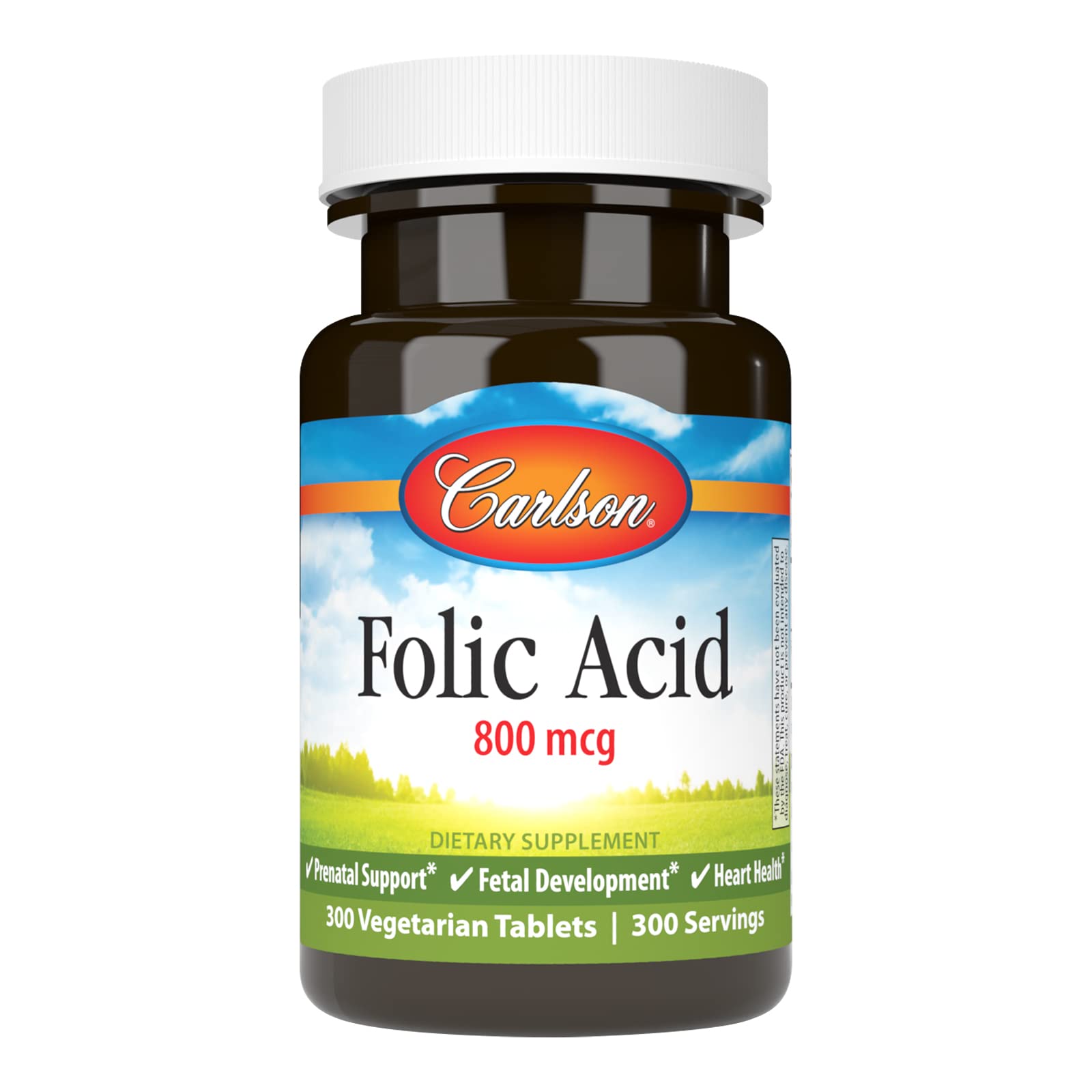 Carlson suplemento pré-natal de ácido fólico, 800 mcg, 300 comprimidos