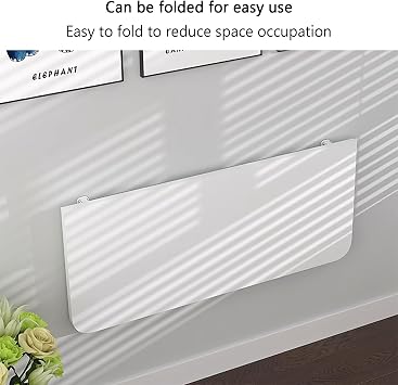 Folding Wall Mounted Table - Portable Laundry Room Dining Table, Space-Saving Floating Kitchen Table - Foldable with Bracket for Easy Storage