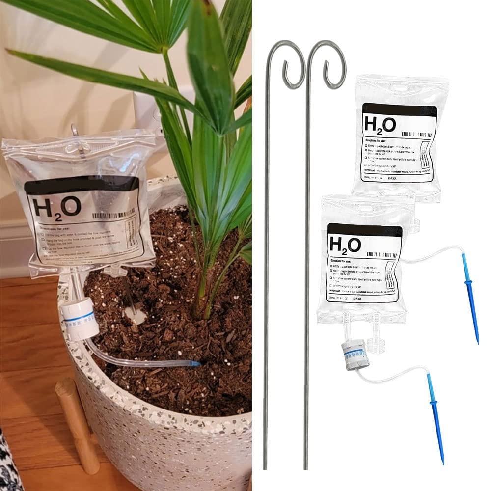 The Lruoerface 2 PCS Automatic Flower Watering Device,Self Watering Devices Irrigation Drippers,Indoor Self Automatic Plant Watering System with 350ml Water Bag for Outdoor Plant Waterer