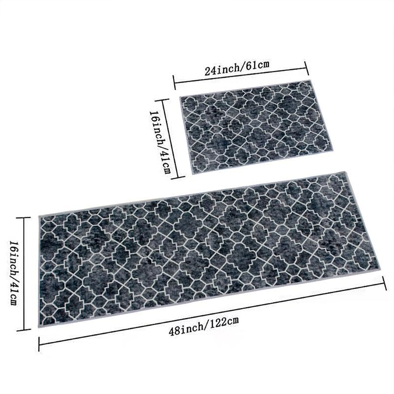 Image of Home Cloud Anti Fatigue Kitchen Rug Fruit Printed Thick Anti Slip, Washable, Big Size, Printed, Designer Folding Kitchen Mat for Home BedroomStandard Size (41 x 122 cm 41 x 61 cm) (Round Trap-Grey)