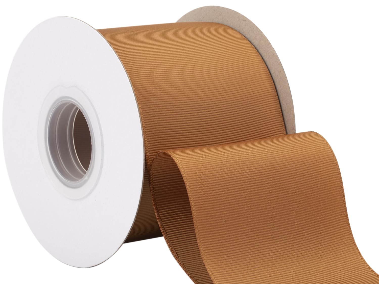 Ribbonitlux Grosgrain Ribbon 75mm x 22.5M Premium Polyester Craft Ribbon for Hair Bows, Gift Wrapping, Weddings & DIY Solid Golden Brown(#846) 1 Roll - Image 2